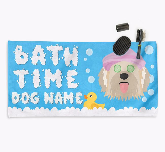 'Bubble Bath Time' Personalised Dog Towel for your {breedCommonName}